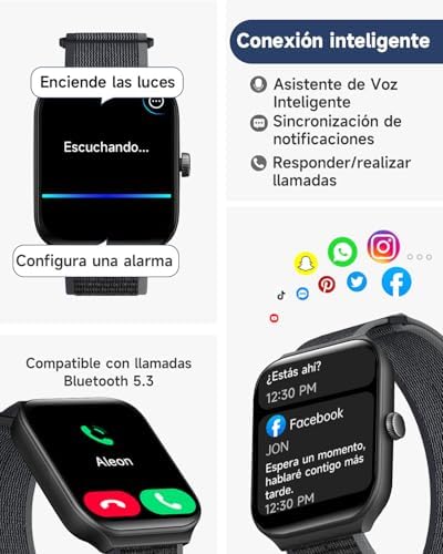 TOOBUR Reloj Inteligente para Mujer y Hombre Alexia, Pantalla Sumergible 1.95"compatible con Android e iOS