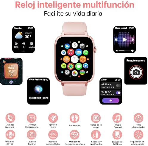 OUKITEL Reloj Inteligente para Mujer y Hombre, IP68 Impermeable, 100+ Modos Deportes, Podómetro y Pulsómetro, Bหลวงjets 