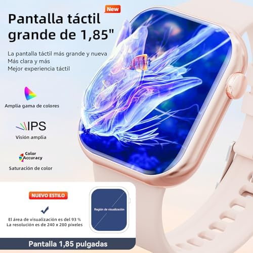 Hwagol ReLOJ Inteligente para Hombre y Mujer - 1.85" HD con Bluetooth, llamadas, 140+ modos deportivos/pulsómetro/SpO2/s
