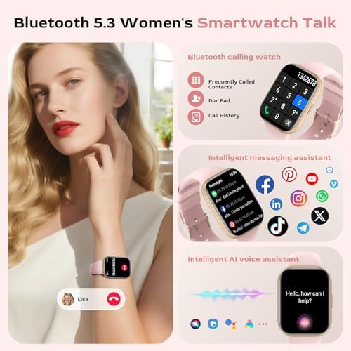 Inteligente Mujer SIRI ET HRV 1.75" TFT Reloj Conectado Rosa Fitness Tracker Android iOS
