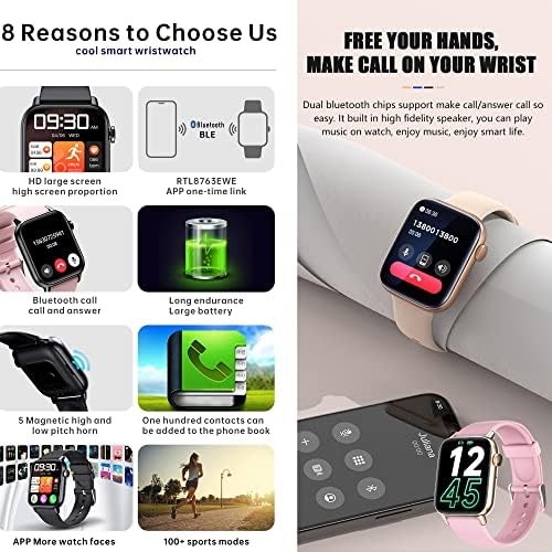 Reloj Inteligente Mujer Llamada Bluetooth Oro, Asistente de Voz y Monitoreo Cardíaco Smartwatch para Android e iOS (Oro)