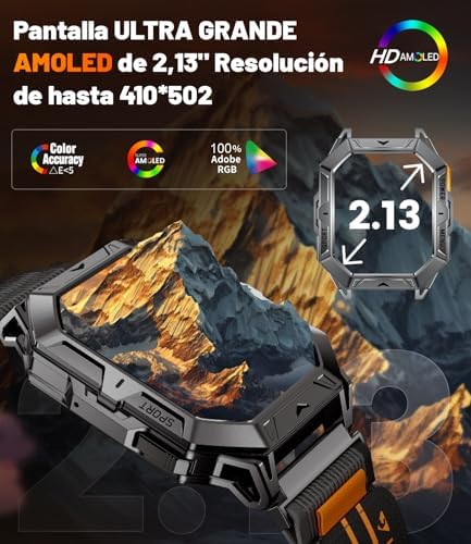 DREMAC Militar Reloj Inteligente Hombre para Fitness con Gran Pantalla y Batería Duradera
