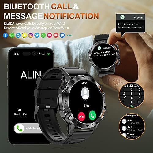 LEMFO Reloj Inteligente Hombre para Deportes y Monitor de Ritmo Cardíaco con Llamadas Bluetooth