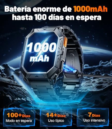 Inteligente Reloj Hombre 1000 mAh 50 Días Batería 2,13'' AMOLED Podómetro/Brújula/Altitud Impermeable 10ATM Deportivos P