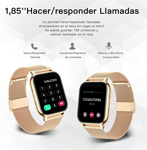 Popglory Reloj Inteligente para Mujer + Presión Arterial + Deportes | Llamadas/Seguimiento de Salud/Frecuencia Cardíaca 