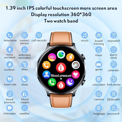 Reloj inteligente hombre llamadas impermeable fitness podómetro pulsemetro presión arterial redondo compatible Android i