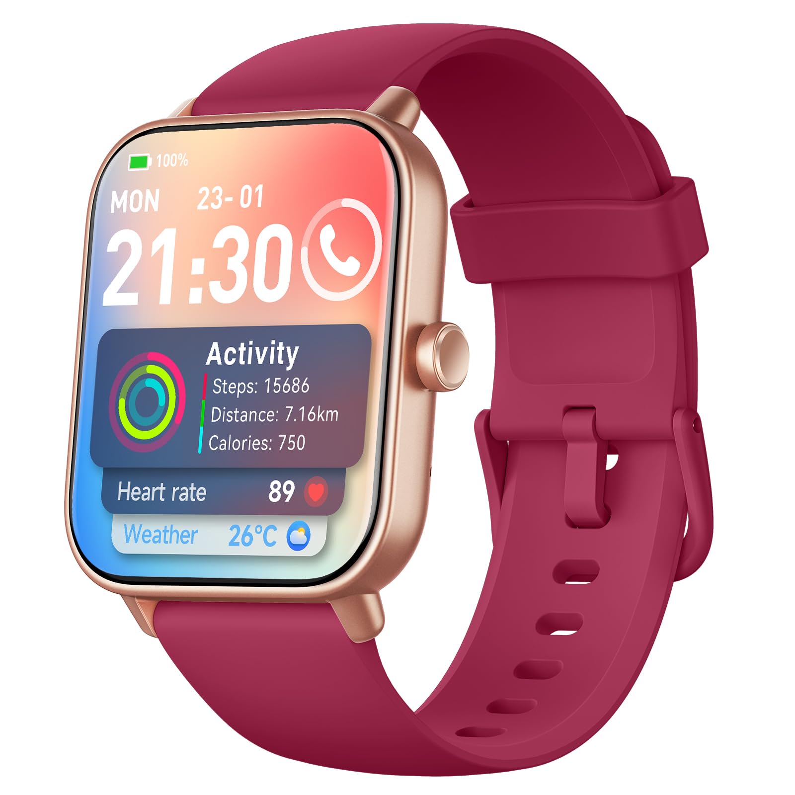 Reloj inteligente mujer con llamadas y Alexa incorporada, Impermeable IP68 paraAndroid e iOSCertificadoClimatePartners