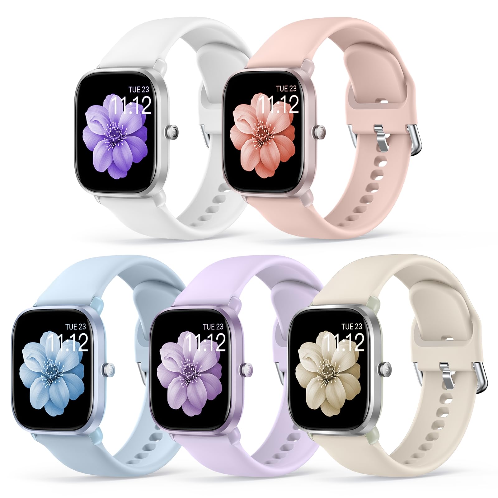 Higgs 5 Piezas Correa Suave Silicona Deportiva Rosa para Amazfit GTS/GTS 2/3/Bip Serie, Mujer Hombre