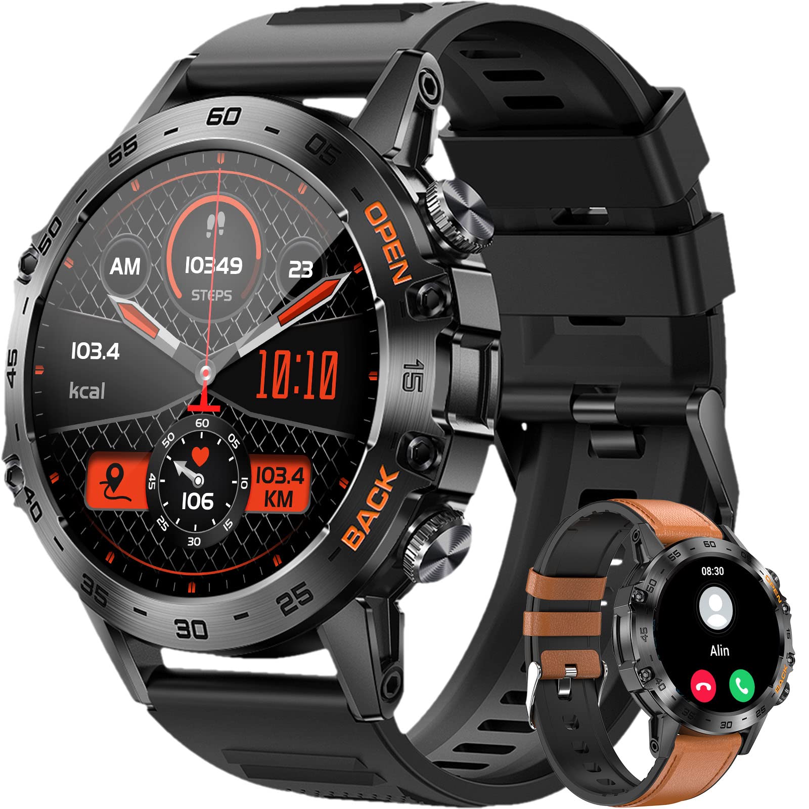 LEMFO Reloj Inteligente Hombre para Deportes y Monitor de Ritmo Cardíaco con Llamadas Bluetooth