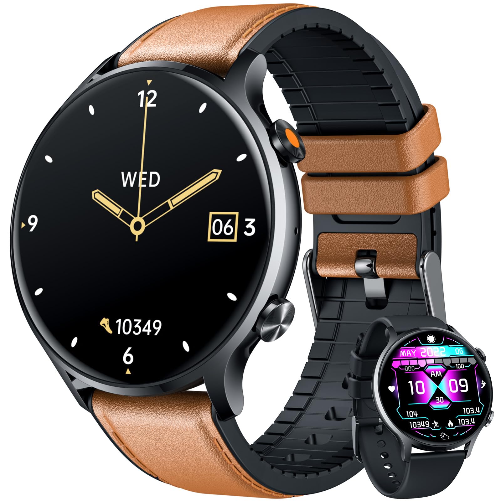 Reloj inteligente hombre llamadas impermeable fitness podómetro pulsemetro presión arterial redondo compatible Android i