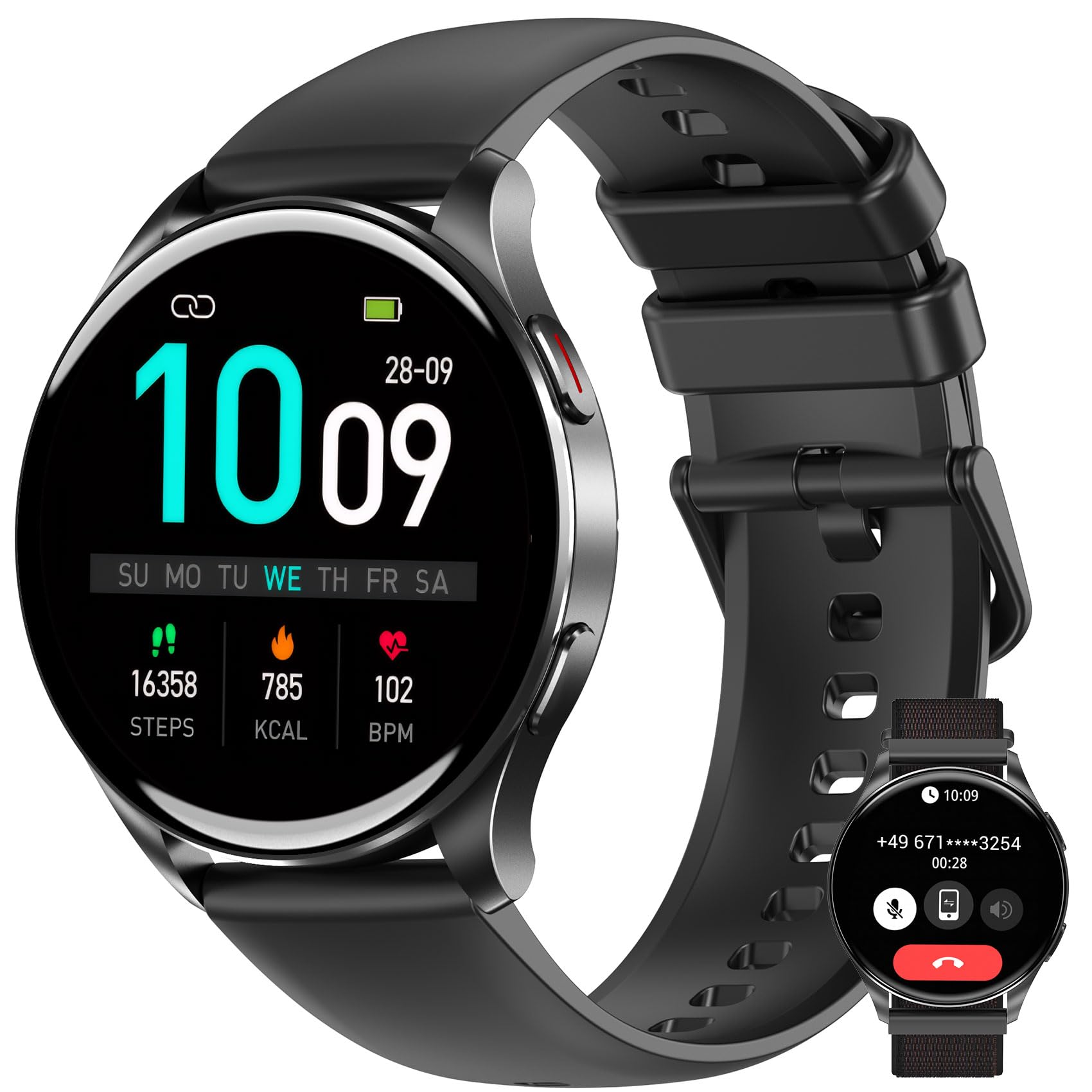 IOWODO Reloj Inteligente para Hombres - Mejor Smartwatch con Pantalla AMOLED 1.43", Llamadas Bluetooth, Monitor Cardíaco