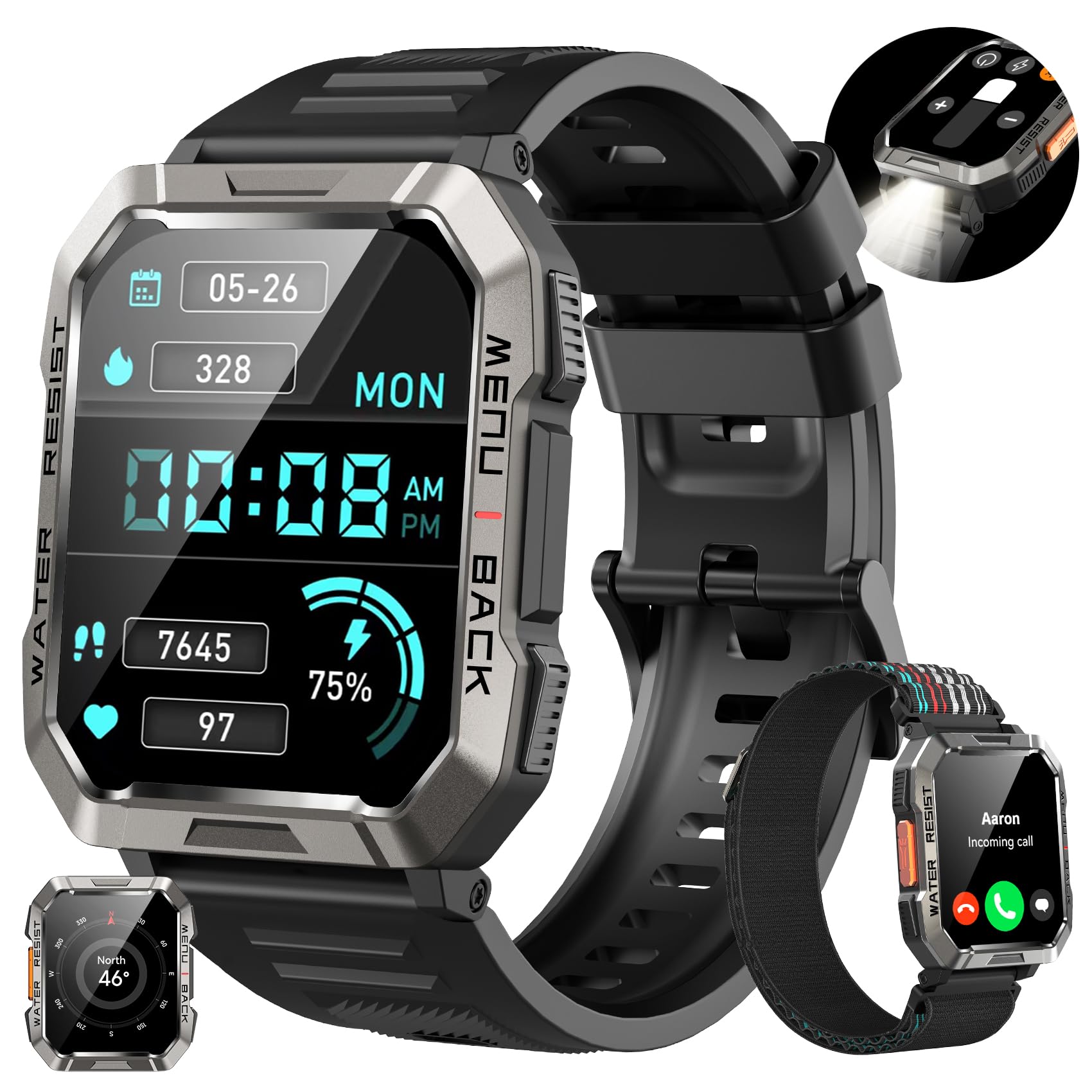 Reloj Inteligente Hombre ClimeCo Certified con Llamadas Bluetooth y Linterna