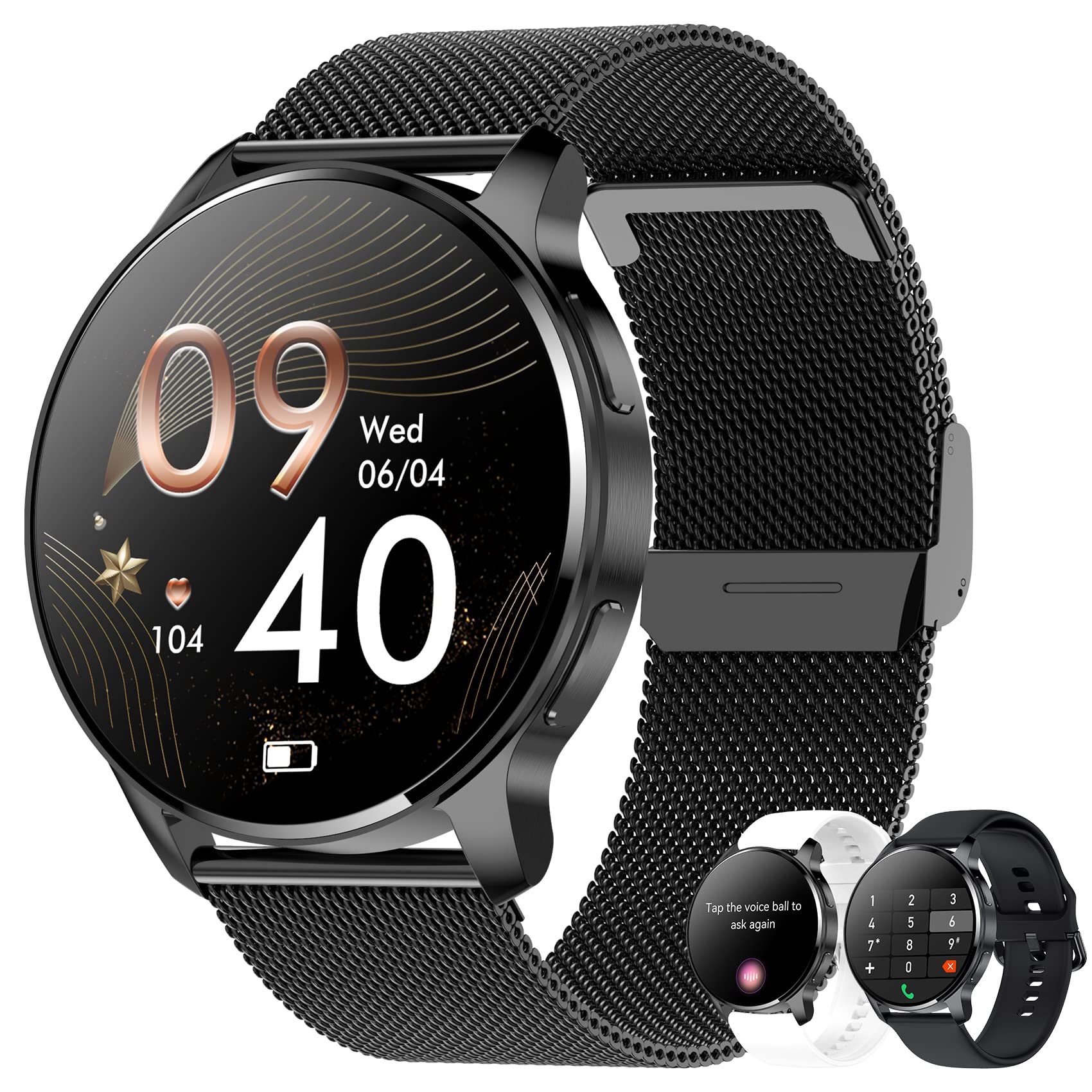 Reloj inteligente mujer llamadas Bluetooth asistente voz múltiples correa actividad podómetro calories 20 modos deporte 