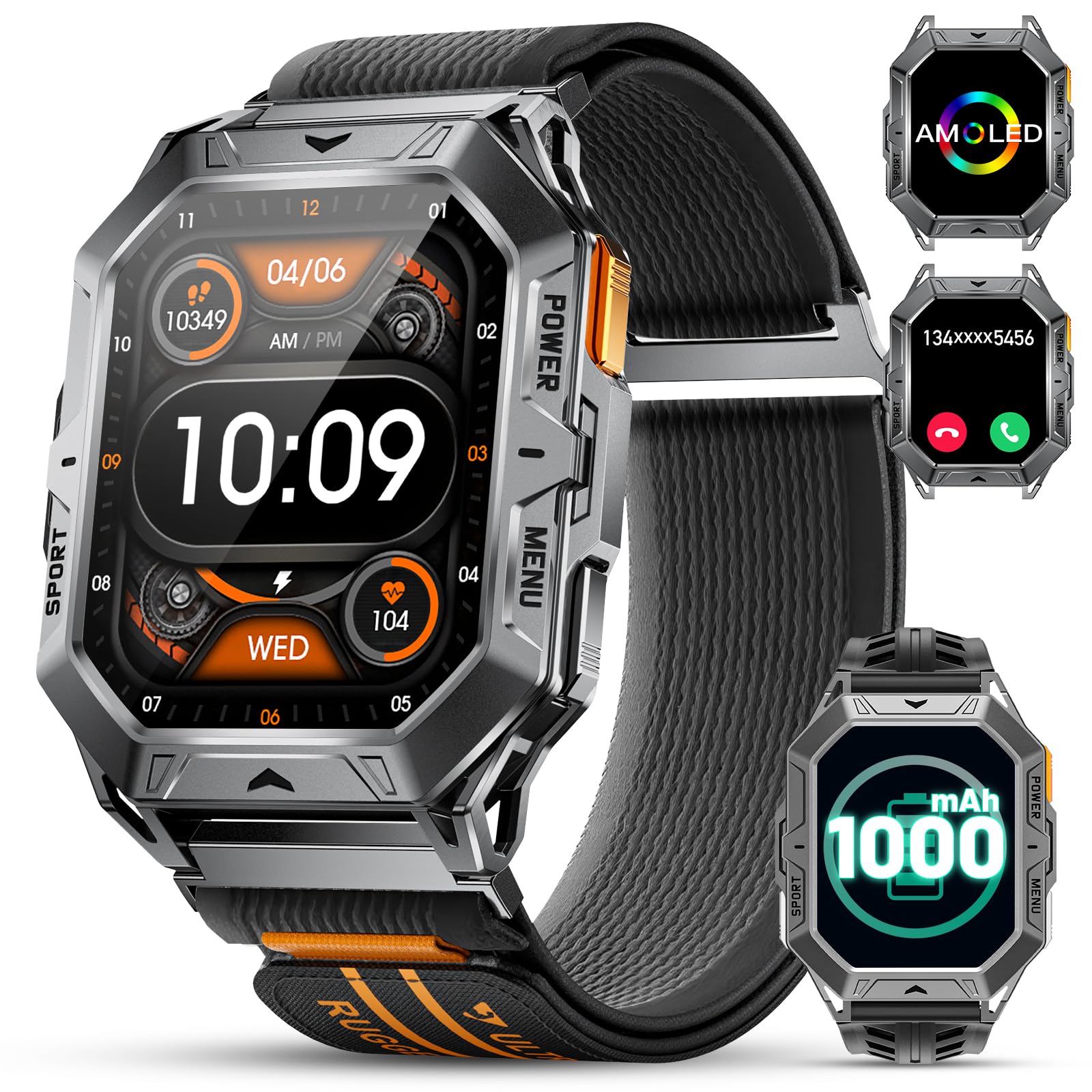 DREMAC Militar Reloj Inteligente Hombre para Fitness con Gran Pantalla y Batería Duradera